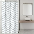 thumbnail image 3 of Navy Blue White Stall Small Width Shower Curtain Liner Stripes Half Size 36x72 Inch Single Narrow Tiny Geometric Chevron Herringbone Dorm Decor Fabric Bathroom Set Polyester Waterproof, 3 of 6