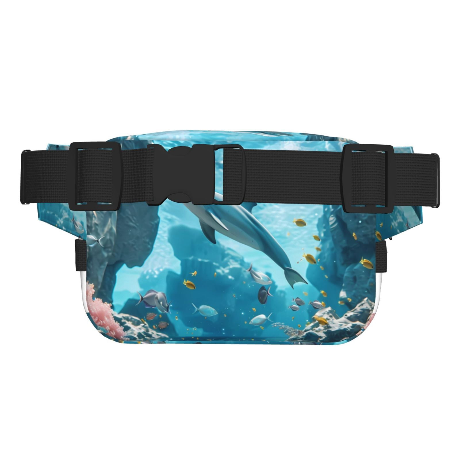 Hirioo Underwater Dolphin Scene for Double Layer Waist Bag Adjustable Fanny Pack For Travel Running Hiking