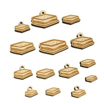 S'mores Graham Cracker Chocolate Marshmallow Campfire Snack Wood Mini Charms Shapes DIY Craft Jewelry - No Hole - 30mm (6pcs)