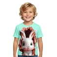 thumbnail image 2 of CUZIBR Toddler Girls Easter Bunny Shirts Cute Graphic Short Sleeve Crewneck Loose Relaxed Fit T Shirts For Boys Colorful Holiday Graphic Tees Soft Casual Kids Top Cute Basic Tees,Mint Green,8-9 Years, 2 of 4