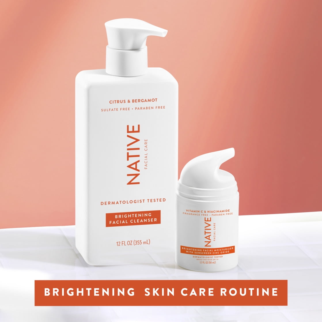 Native Sulfate-Free Brightening Facial Moisturizer with Vitamin C & B3, SPF 30, 1.7 fl oz
