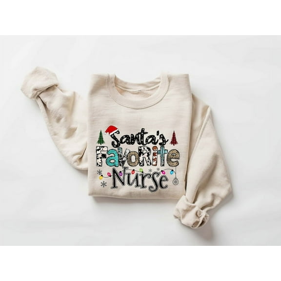 Santa's Favorite Nurse Sweatshirt, Christmas Nurse Sweatshirt, Nurse Crewneck Sweatshirt, Christmas Sweatshirt For Nurses