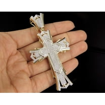 Aishvi Jewels 3Ct Round Cut Simmulated Diamond Men's Cross Pendant Charm 14k Yellow Gold Plated Silver