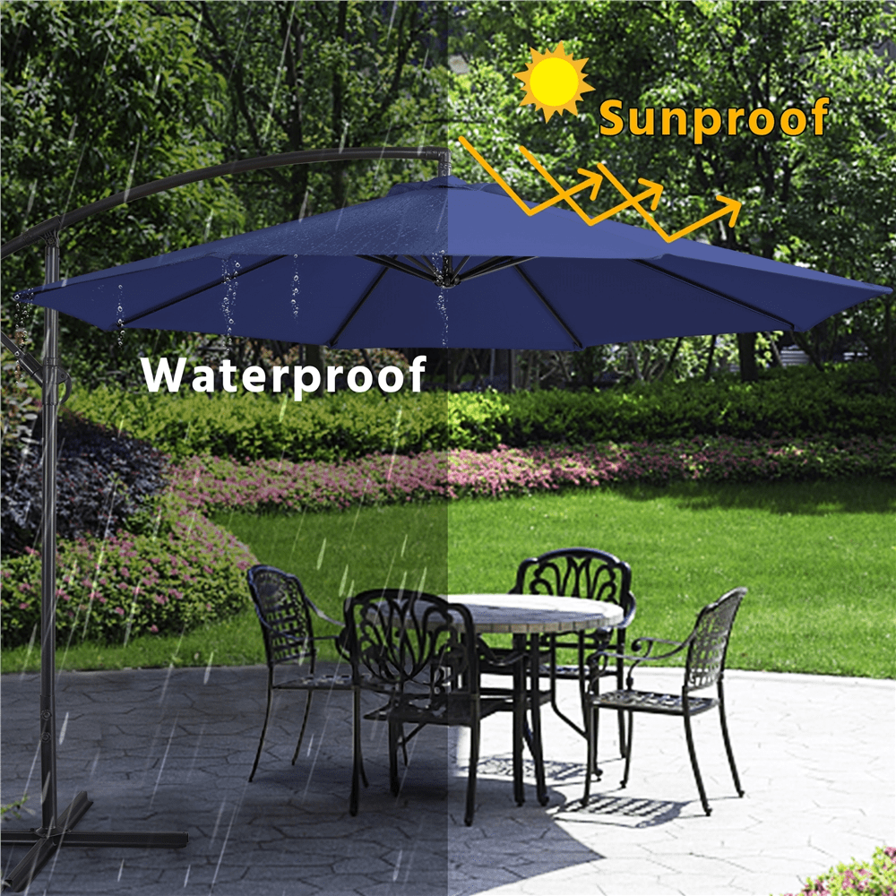 Renwick 10ft Offset Cantilever Patio Hanging Umbrella, Blue