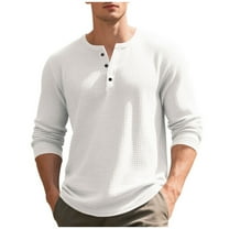 Mgmyaa Men's Button-Down Waffle Knit Shirt Breathable Long Sleeve Thermal Henley Casual Loungewear Pullover Work Shirt