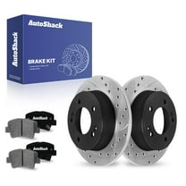 AutoShack 10.31" (261.9 mm) Rear Solid Drilled & Slotted Brake Rotors E-Coated Ceramic Brake Pads | Replacement for 2017-2020 Hyundai Elantra 2019-2025 Kia Soul | 6-PC Brake Kit | ShadowGuard