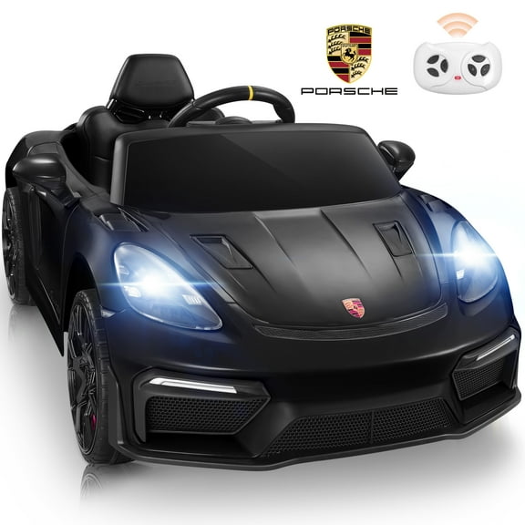 Porsche Ride on Cars for Kids, 12V Porsche 718 Battery Powered Ride on Sports Toy Car with Remote Control, Electric Car for Boys Girls 3-5 with Music/Bluetooth/LED Lights,4 Wheelers, Black