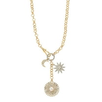 Time and Tru Goldtone and Crystal Sun, Moon and Stars Necklace, 1 Piece