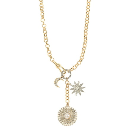 Time and Tru Goldtone and Crystal Sun, Moon and Stars Necklace, 1 Piece