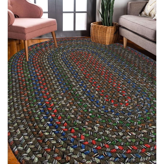 Rhody Rug Katie KA23 Dk Taupe 5 x 8 Oval - Braided Area Rug, Home Decor, Floor Mat or Bedroom Rug - Easy Care, Ideal for High Traffic Areas in Hallway and Living Room - Made in USA