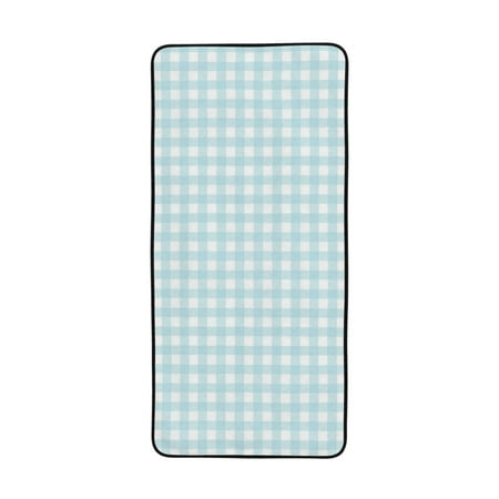 LNWH Bath Towel, Blue Check Plaid Pattern Absorbent Coral Fleece Bath Towel for Bathroom, Gym, Beach-27x55in