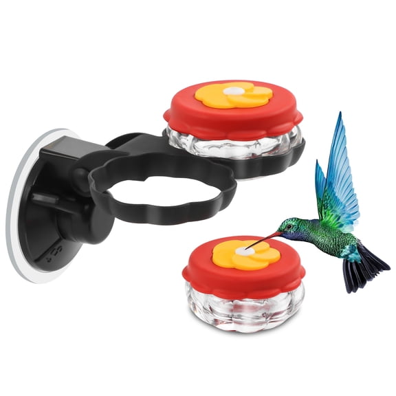 Mini Glass Hummingbird Feeders 2 Pack, Handheld & Window Suction Cup Design, Upgraded Small Bird Feeders for Outdoor Patio Yard & Close Up Bird Watching