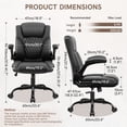 thumbnail image 3 of COOLHUT Leather Office Chair, Big and Tall Office Chair 400LBS Wide Seat Ergonomic Computer Desk Chair High Back Executive Leather Chair Adjustable Task Chair Lumbar Back with 8-Year Warranty, Black, 3 of 11