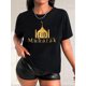 thumbnail image 1 of Camiseta con estampado de luna creciente EID Mubarak para mujer, cuello redondo informal de manga corta, tejido de punto 100 % algodón, elasticidad media, ideal para primavera/verano/otoño, ideal para, 1 of 7