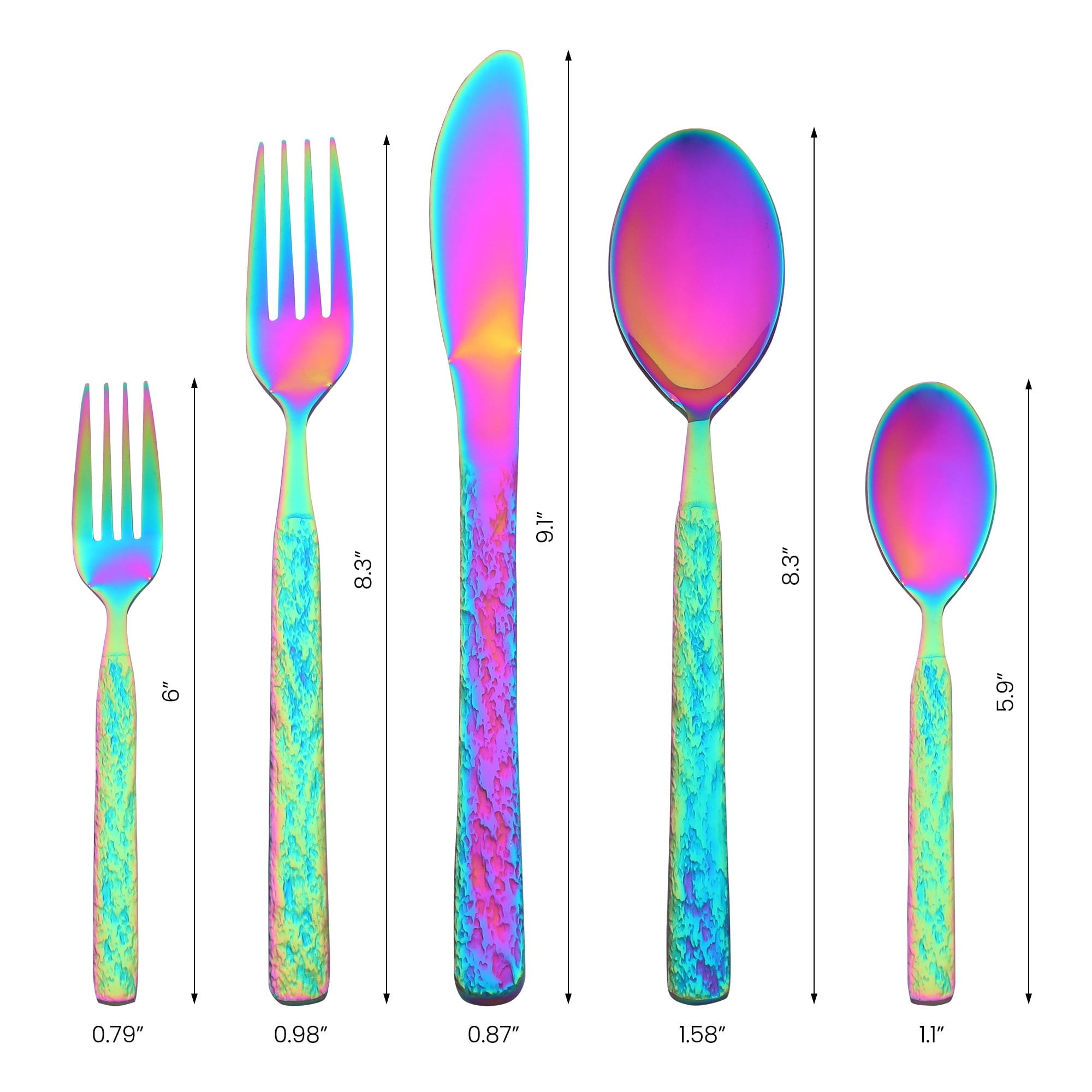 Unique Bargains Stainless Steel Flatware Set for Multiple Use Colorful 20pcs