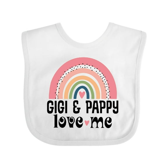 Inktastic Gigi and Pappy Love Me Grandchild Rainbow Girls Baby Bib