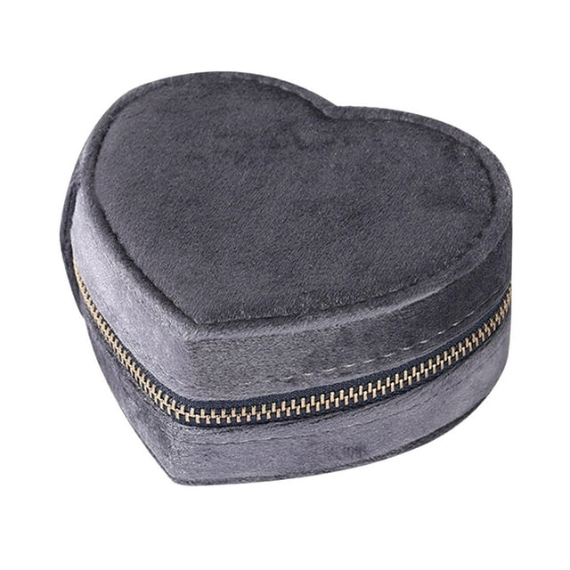 Joyero pequeño con forma de corazón de viaje Sunnimix Estuche organizador de joyas Gris oscuro