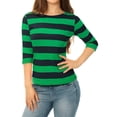 thumbnail image 2 of Dde San Patricio Camisecon mangas de codo pamujer Camisebásiinformal con cuello de barco y corte ajustado Verde oscuro XL, 2 of 6