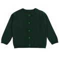 thumbnail image 2 of TQWQT Girl's Crewneck Cardigan Fall Toddler Open Fron Cardigans Long Sleeve Size 12-18 Months Cardigan Basic Button up School Uniforms Dark Green Cardigan Sweater, 2 of 4