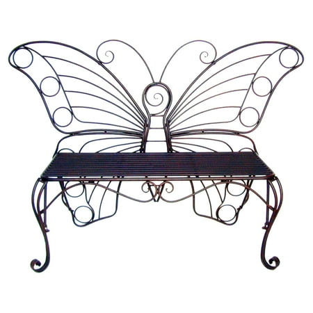 Antique Black Metal Butterfly Bench Walmart Com