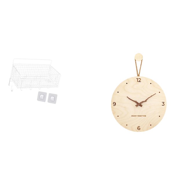 Cesta de almacenamiento colgante,Cesta de almacenamiento para gabinete organizador de pared colgante,Estantes de pared con decoración de granja,Reloj de pared,Reloj de pared decorativo para