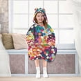 thumbnail image 7 of FORMRS Wearable Blanket Hoodie with Sleeves for Kids Cozy Flannel Sweatshirt, Green Colorful Circles, 7 of 7
