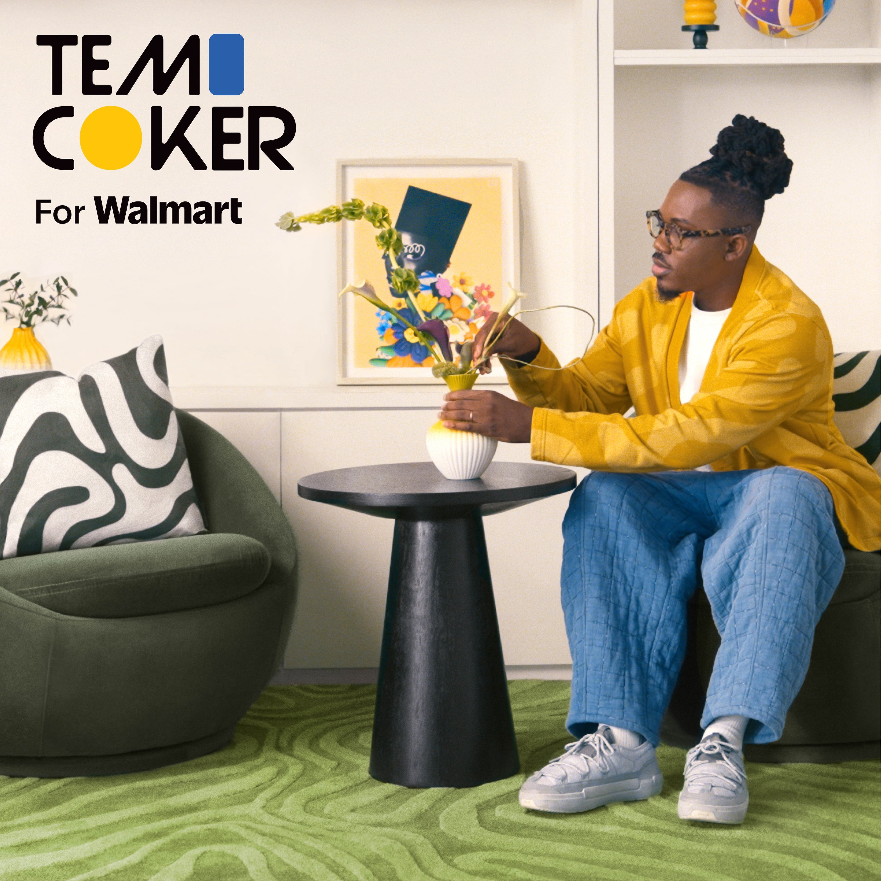 Temi Coker for Walmart 3D Printed Decorative Vase, 12.5", Golden Cream