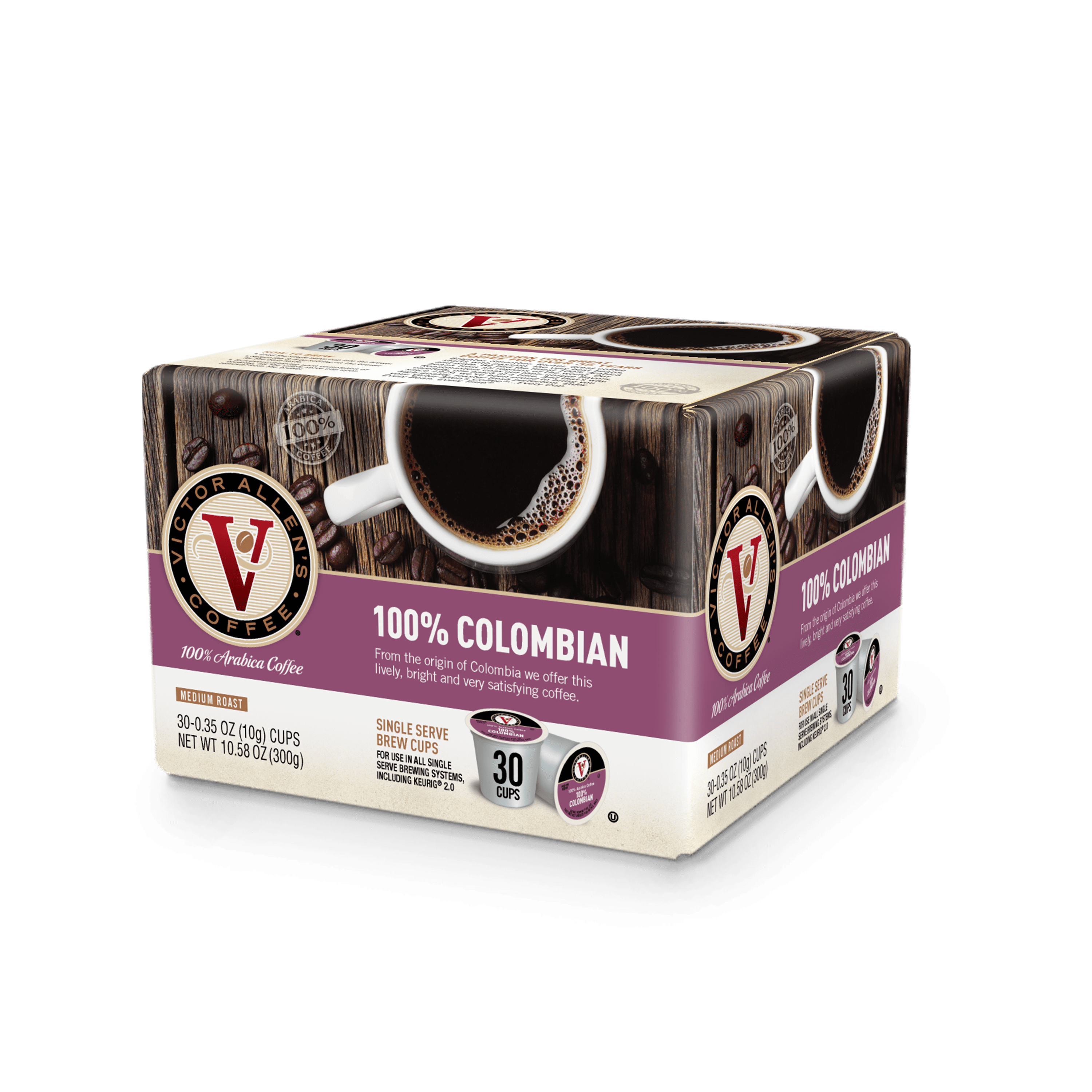 Victor Allen's Coffee 100 Colombian, Medium Roast, 30 Ct, Single Serve