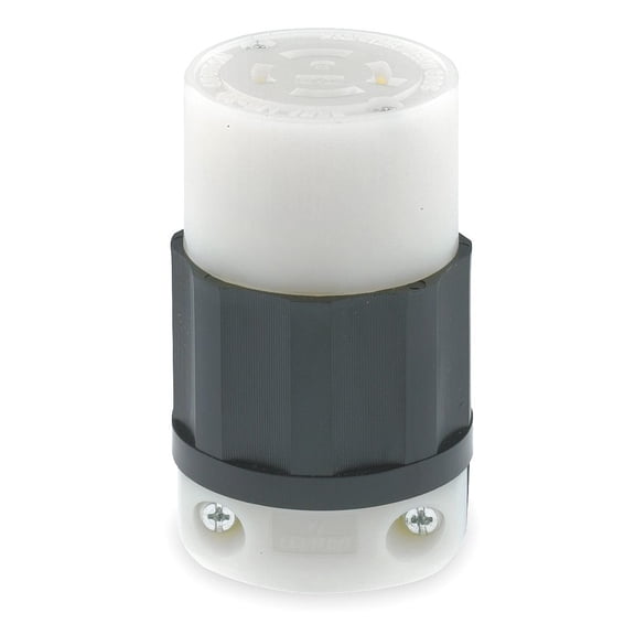 Locking Connector; Industrial Grade; Grounding, 20 Amp; 125/250 Volt; NEMA L14-20R; 3P; 4W, Black-White