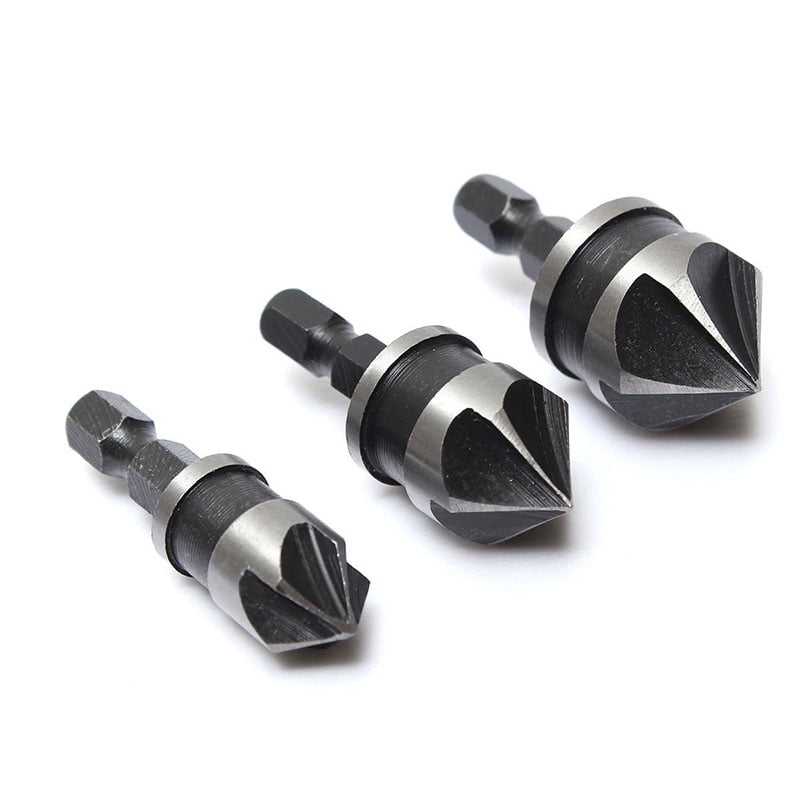 3x Newest Hex Countersink Boring Set for Wood Metal Quick Change Drill Bit Tool 