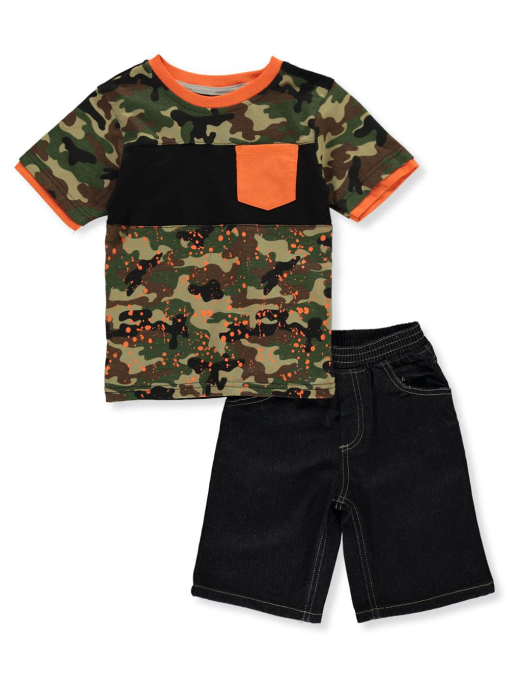 Boys T-Shirts & Shorts Set Army Military Camouflage Kids Clothes Ages 4-14 Years 