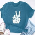 thumbnail image 2 of EcoLoom Peace Hand Sign Short Sleeve Unisex T Shirt Teal Blue-M, 2 of 6