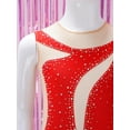 thumbnail image 5 of TiaoBug Kids Girls Sleeveless Gymnastic Leotard Shiny Diamond Mesh Patchwork Ballet Dance Bodysuit Red 14, 5 of 7