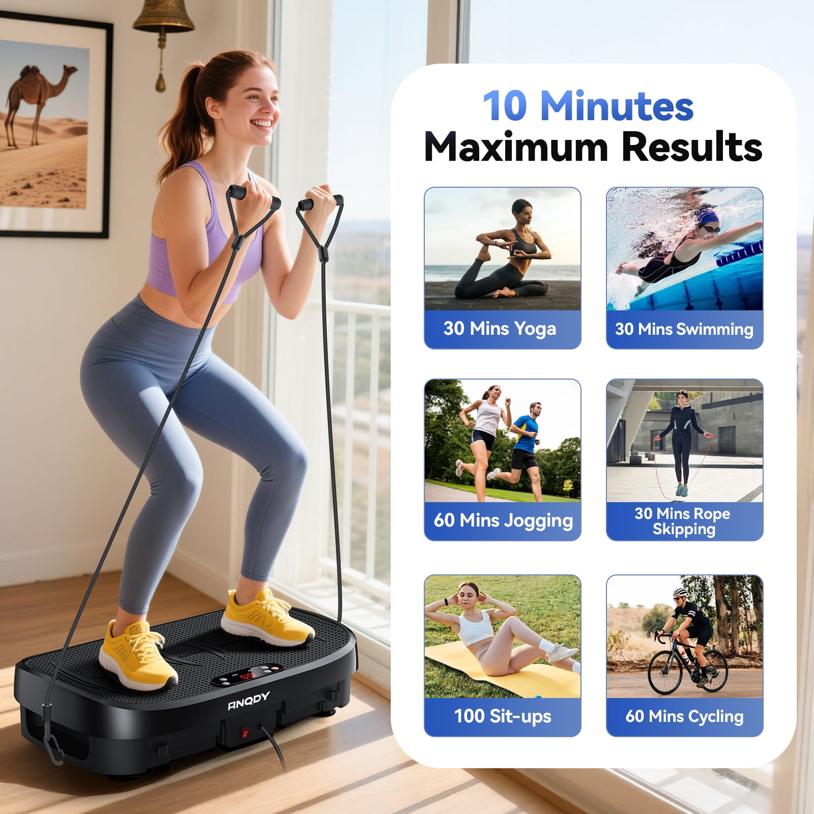 Anqdy Vibration Plate Exercise Machine for Home Fitness & Whole Body Workout, 450 Lbs Capacity