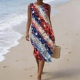 thumbnail image 5 of 4th of July Dresses for Women Summer Cotton Crew Neck Sleeveless Tank Dress Independence Day Print Beach Long Dresses with Pockets, 5 of 9