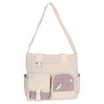 thumbnail image 6 of Faraee Cute Messenger Bag Womens Canvas Shoulder Crossbody Purse Multi Pockets Top Handle Satchel Casual College School Handbag White, 6 of 9