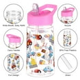 thumbnail image 2 of 450ml Student Animals Water Bottle Kids Childrens Water CUP Giraffe BPA Free Folding Straw Children Drinking Bottle Kids Milk Bottle SHARK, 2 of 8
