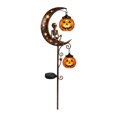 thumbnail image 2 of Solar Skeleton & Pumpkin Moon Garden Stake Light, Halloween Outdoor Waterproof LED Yard Decoration with Crescent Moon, Hanging Jack-o'-Lantern Lantern for Garden, Patio, Walkway, Porch (Skeleton), 2 of 6