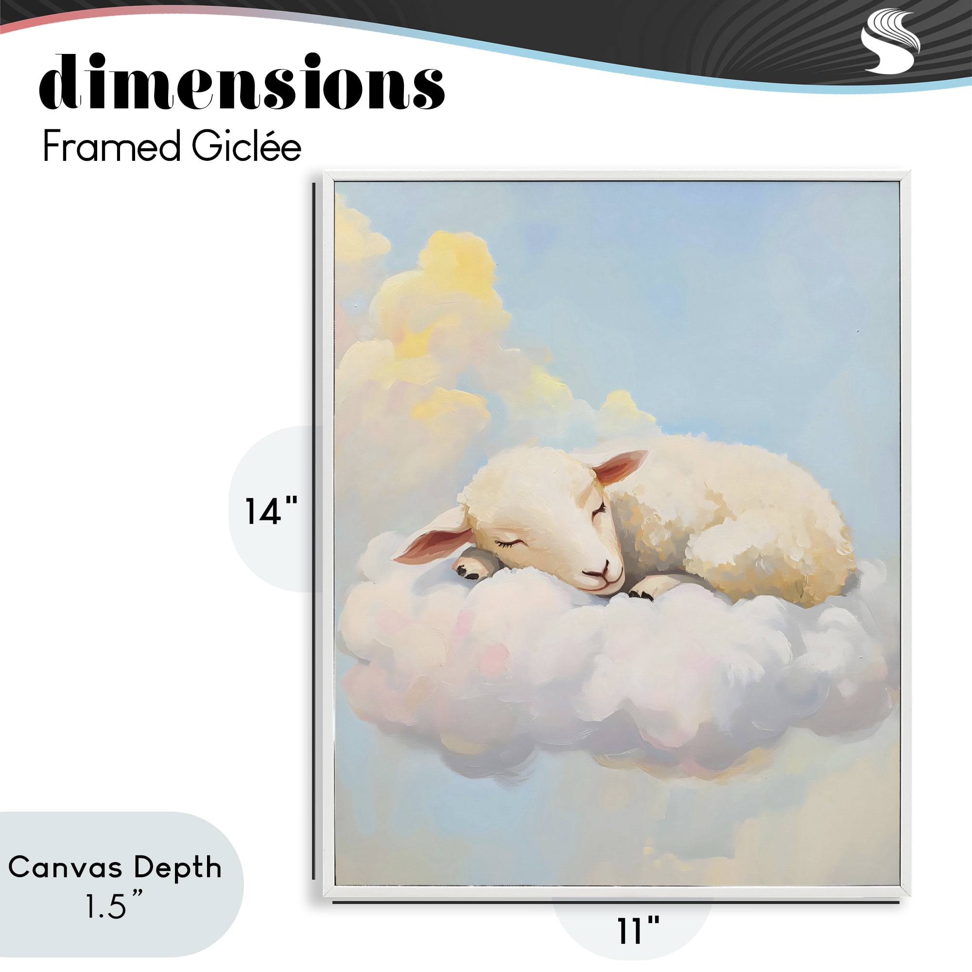 Stupell Industries Sleeping Sheep on a Cloud White Framed Giclee Art, design by The Prints Vibe