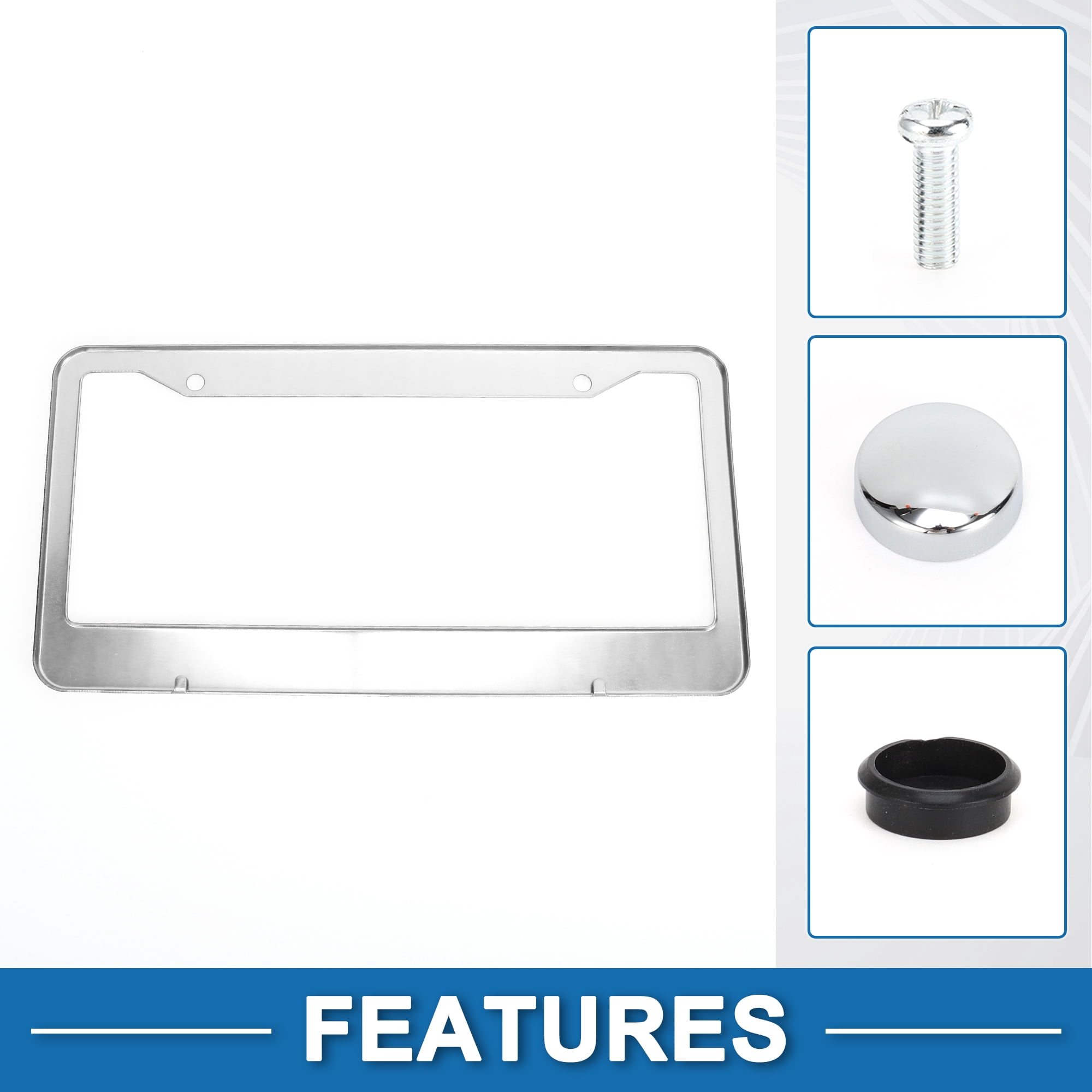 Unique Bargains Aluminum Alloy License Plate Holder Mirror Polished Silver Tone