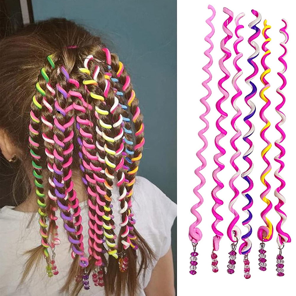 Rainbow Color Hair Braiding Tools For Girls Spiral Hairbands For