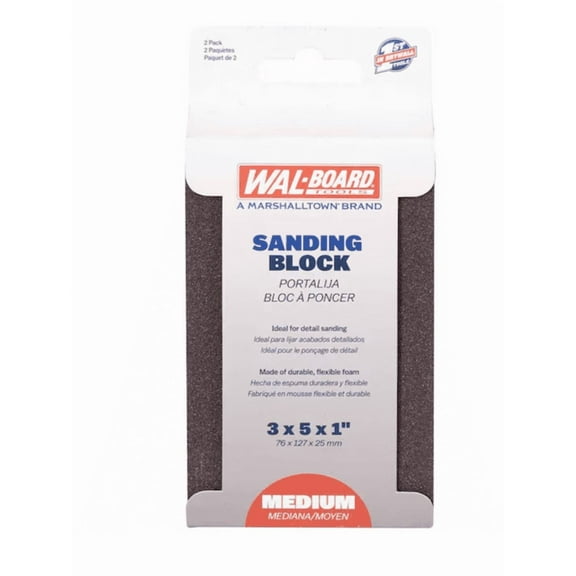 WAL-BOARD TOOLS Drywall Sanding Block Medium 120-Grit Sanding block 3-in x 5-in 2 -Pack
