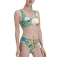 thumbnail image 2 of Daiia Starfish And Seashell printed 2 piece Swimsuit Bikinis for Women High Waisted Racerback Bathing Suits Summer Tummy Control Scoop Neck Swimwear-Medium, 2 of 8