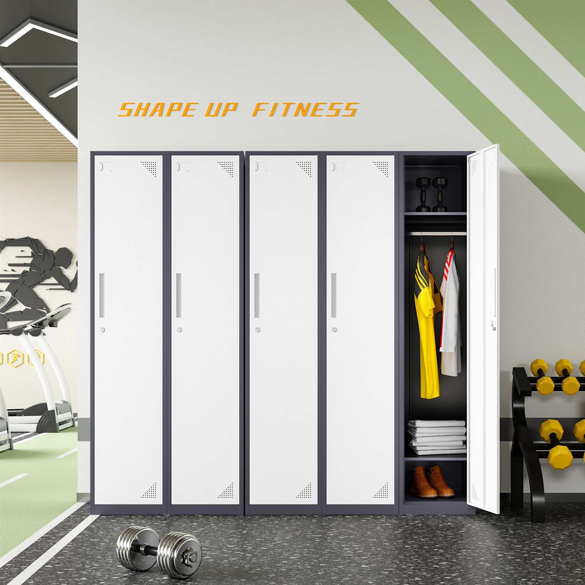 Fesbos Metal Locker 1 Lockable Door,71" Tall Steel Storage Cabinet for School Office Gym Home Employees Staff Sundries Room