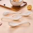 thumbnail image 4 of Juego de 4 cucharas soperas de porcelana, cucharas soperas chinas de cerámica de 8,6 pulgadas, cucharas soperas, cucharas para ramen, color blanco, 4 of 5
