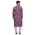 thumbnail image 3 of Atasi Button Down Asymmetrical Kurta For Men Printed Mandarin Long Sleeve Shirt, 3 of 5