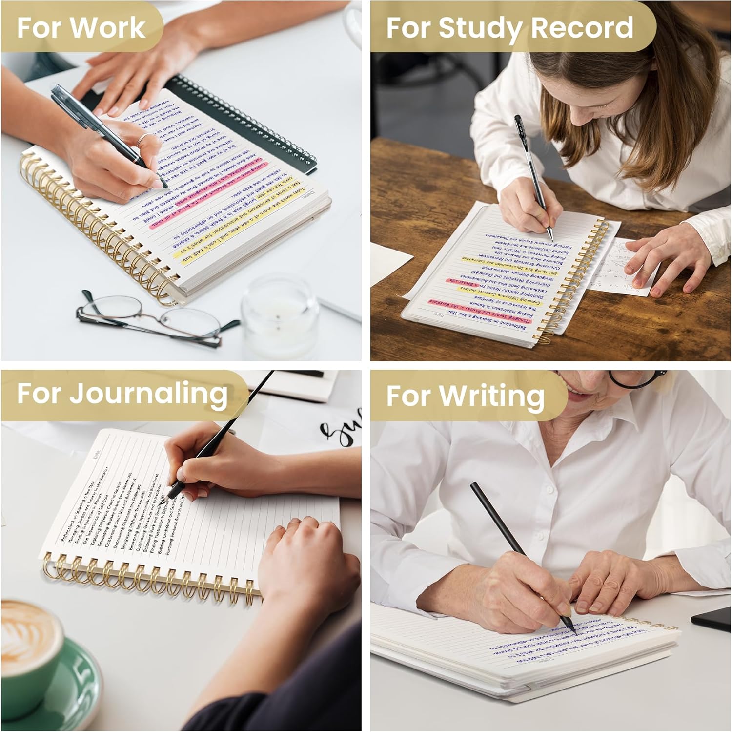 Lined Spiral Notebook Journal for Work, 300 Pages Thick B5 (7.1"x10") College Ruled Journal for Women & Writing, Hardcover Notebook for Note Taking, Perfect for Office Home School Supplies,