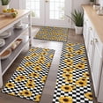 thumbnail image 2 of Black White Checker Sunflower Pattern Kitchen Rugs Sets Of 3,Kitchen Runner Rugs Non Skid Washable,Decorative Kitchen Floor Mats for Kitchen,Sink,Laundry,17"x30"+ 17"x47" + 17"x59", 2 of 6