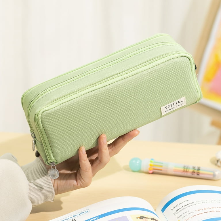  CICIMELON Large Capacity Pen Pencil Case with 4 Compartments,  Multi-Slot Pencil Pouch Bag Aesthetic School Supplies Organizer for Teens  Adults (Olive Green) : Office Products