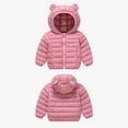 thumbnail image 3 of Spazoro Toddler Girls Puffer Jackets, Full-Zip Bear Ear Hood Windproof Fleece Padded Winter Coat for Kids Pink Size 3 T, 3 of 3